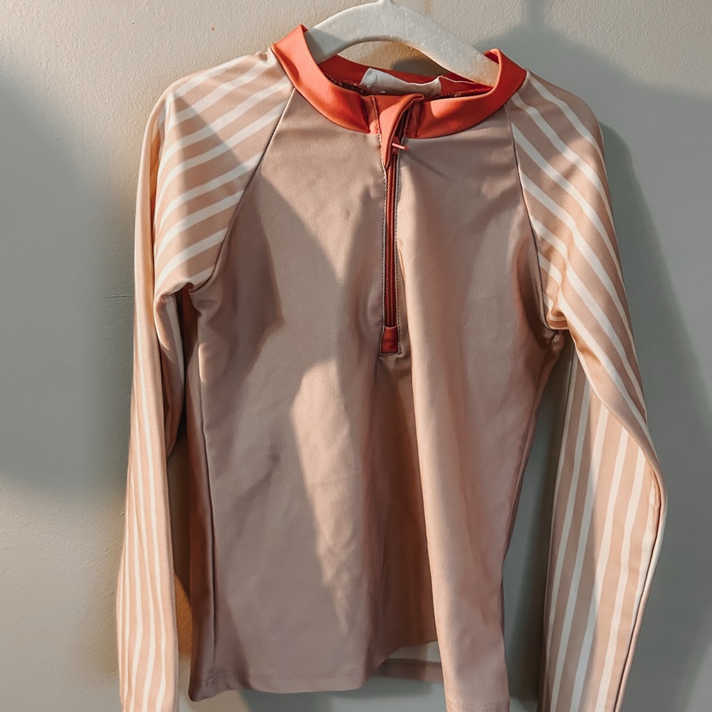 PEHR Pink and Orange Rashguard with High Collar and Half-Zip